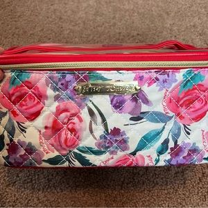 Betsey Johnson Red Floral Makeup Dual Travel Bag